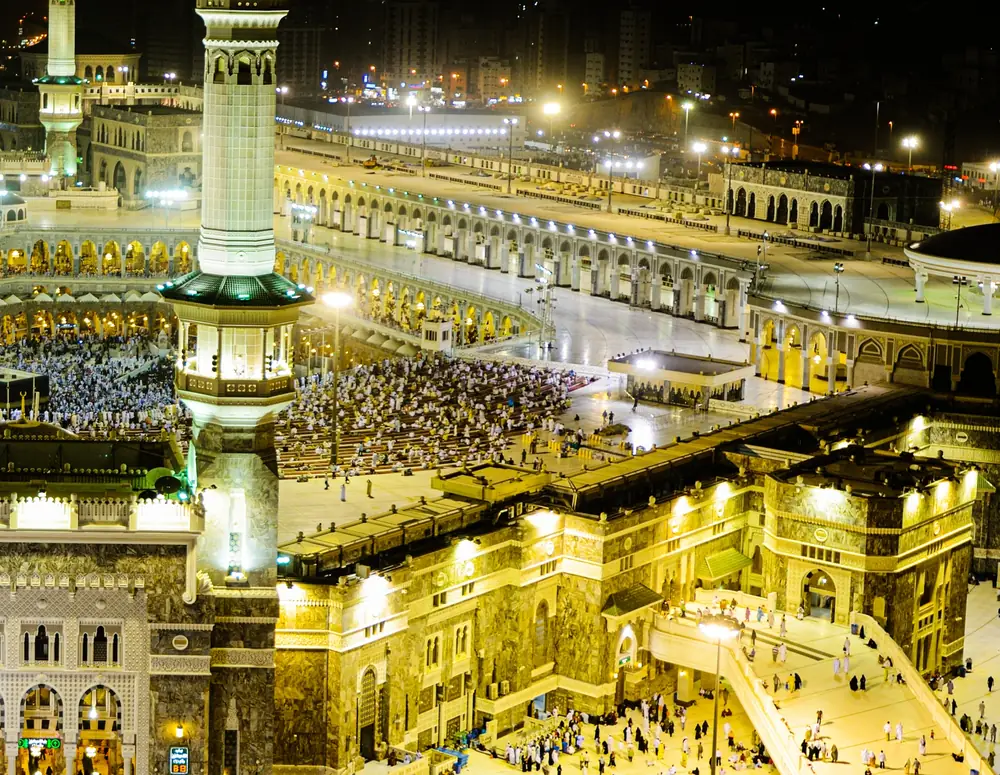 Masjid al-Haram in Makkah illuminated at night