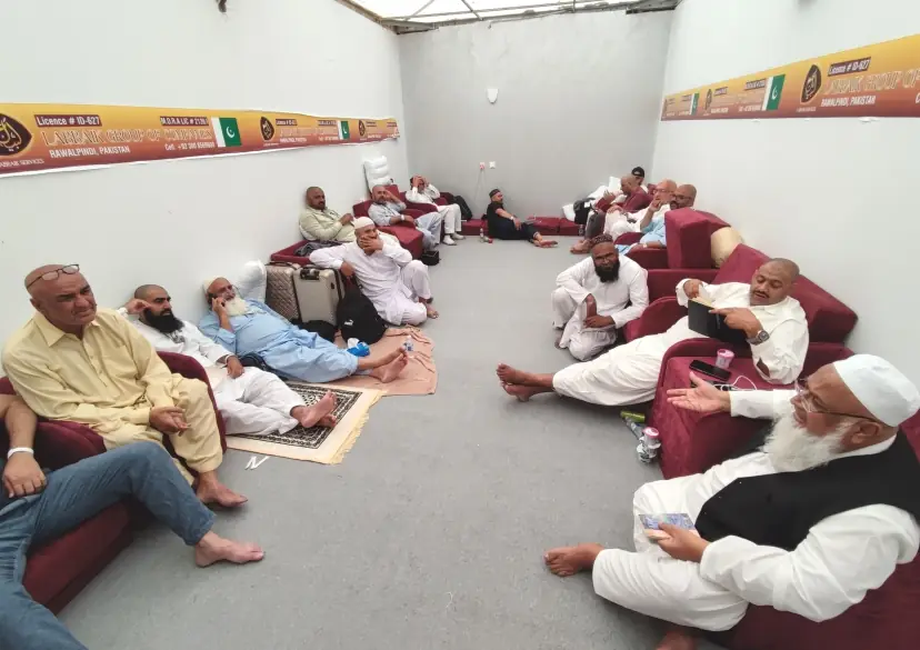 Pilgrims resting in Mina tents